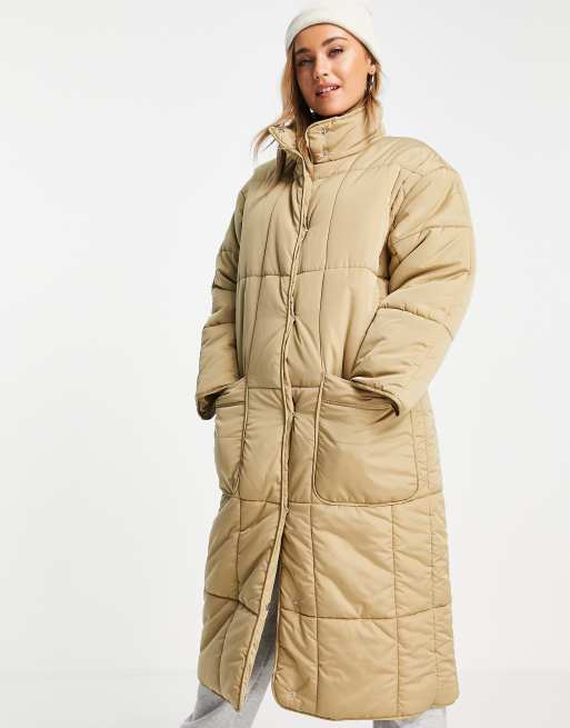 ASOS DESIGN longline puffer vest in camel