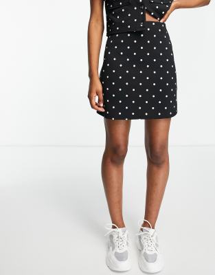 ASOS DESIGN quilted mini skirt co-ord in mono spot print  - ASOS Price Checker