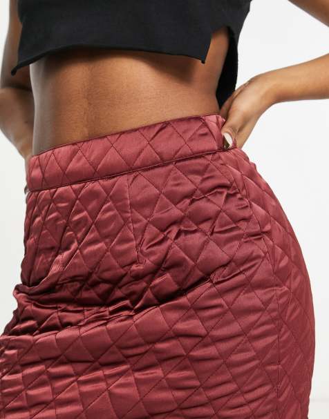 ASOS DESIGN quilted mini skirt in oxblood red - view 1