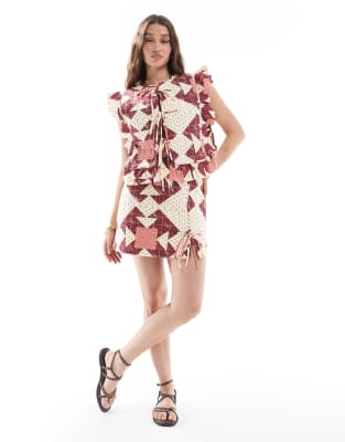 Asos Design Quilted Mini Skirt - Part Of A Set-multi