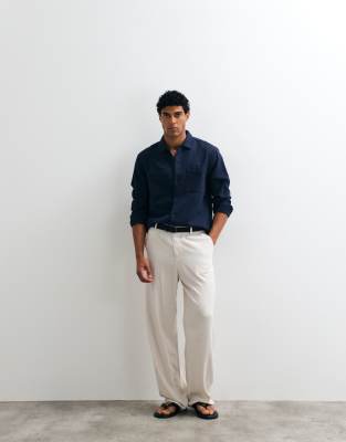 Asos Design Quilted Overshirt In Blue