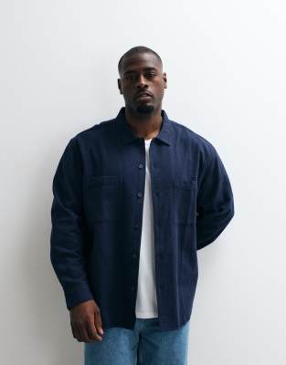 Asos Design Quilted Overshirt In Blue