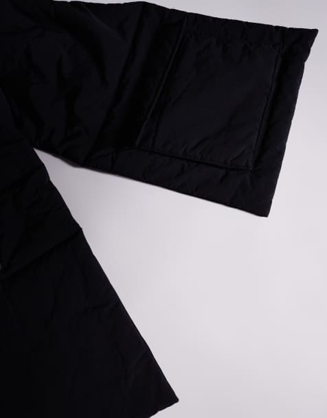 ASOS DESIGN quilted padded pocket scarf in black - view 2