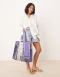 [ASOS DESIGN] ASOS DESIGN quilted patchwork tote bag-Blue No Size BLUE