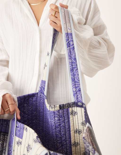 ASOS DESIGN quilted patchwork tote bag