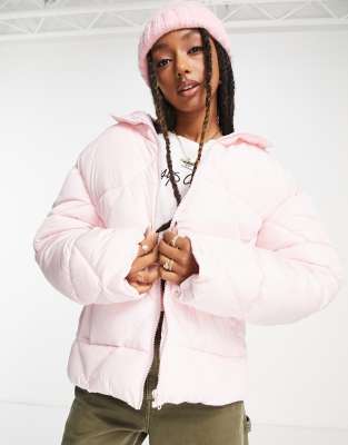 Asos Design Quilted Puffer Jacket In Baby Pink In Light Pink