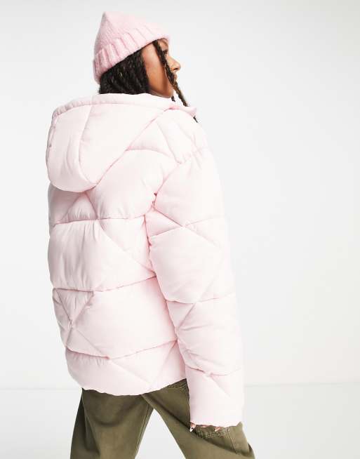 ASOS DESIGN quilted puffer jacket in baby pink