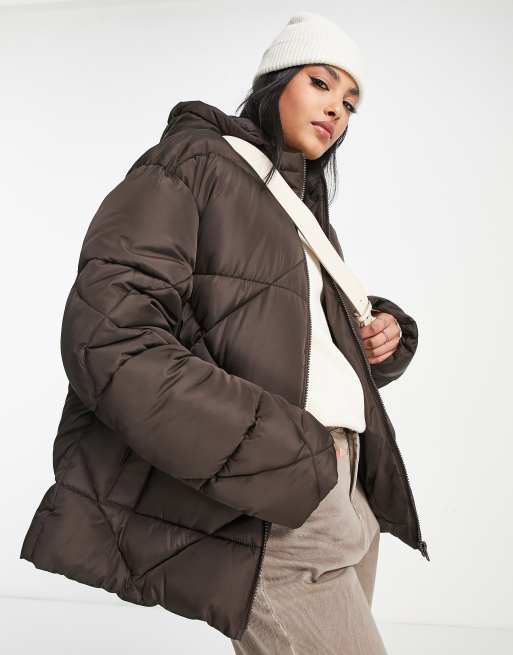 Hooded Puffer Jacket - Dark Chocolate