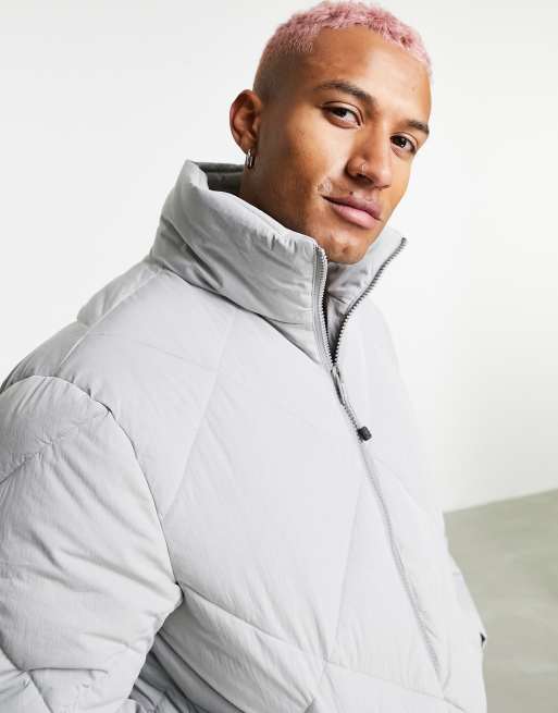 ASOS DESIGN puffer jacket in gray