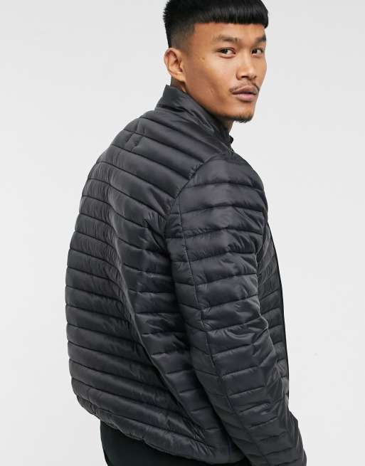 Schott Oakland Down Puffer Jacket Slim Fit In Black