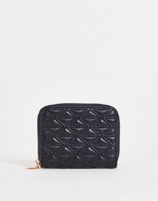 ASOS DESIGN quilted purse in black