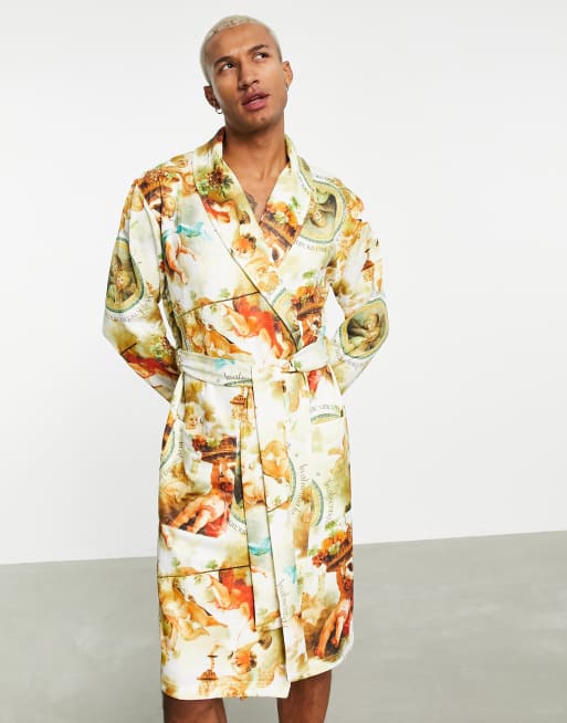 ASOS DESIGN quilted robe with angel print