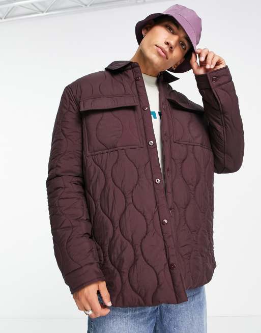 Burgundy quilted shop jacket mens