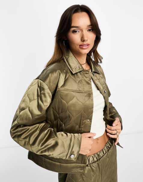 Womens Reflective Hi Visibility Thick Puffer Padded Quilted Cropped Jacket  Coat