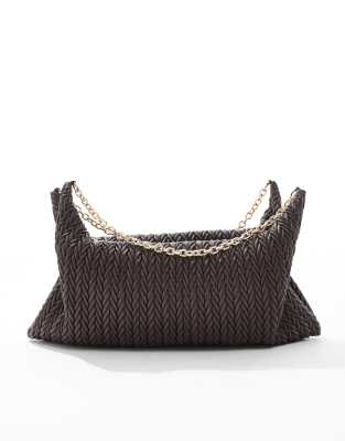 Asos Design Quilted Slouchy Shoulder Bag With Chain Handle