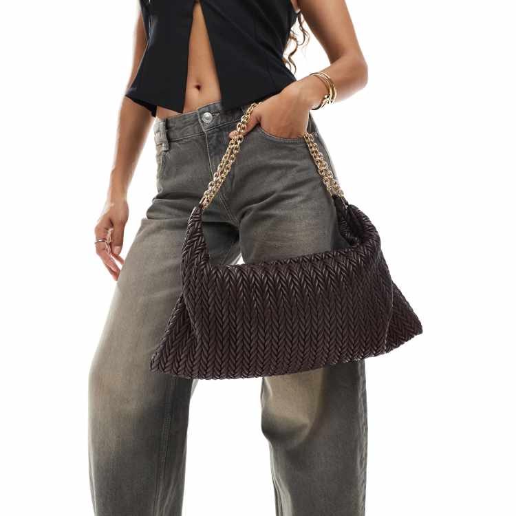 ASOS DESIGN quilted slouchy shoulder bag with chain handle