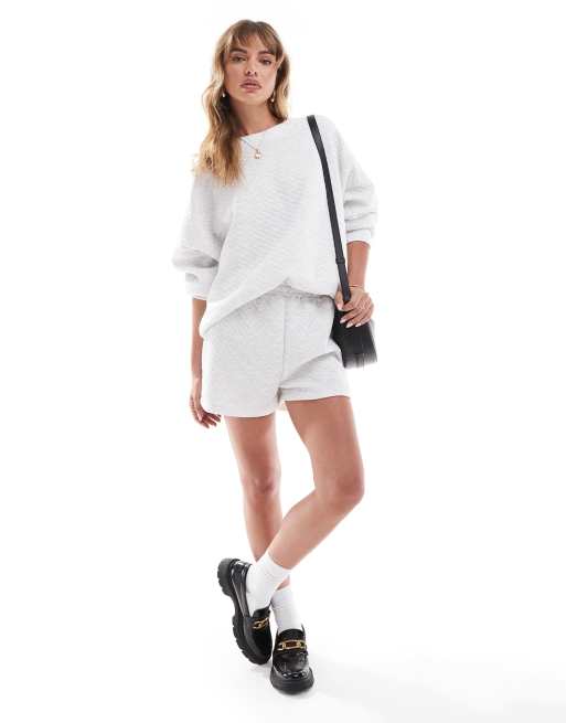 ASOS DESIGN quilted sweat shorts in grey marl (part of a set)