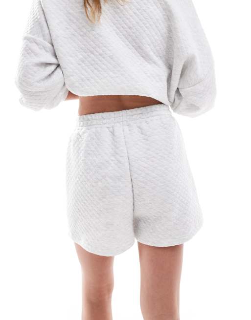 ASOS DESIGN quilted sweat shorts in grey marl (part of a set), 2 of 5