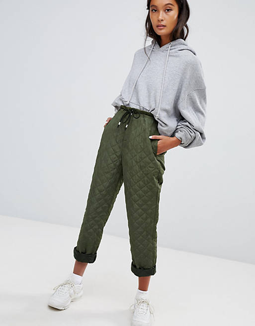 ASOS DESIGN quilted sweatpants in green