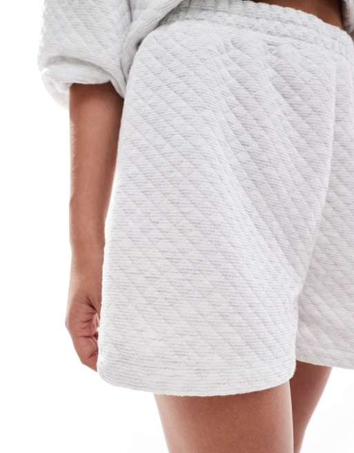 ASOS DESIGN quilted sweatshirt fabric shorts in heather gray - part of a set, 5 of 5