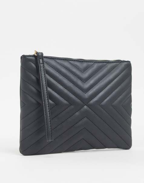 ASOS DESIGN quilted zip top clutch bag
