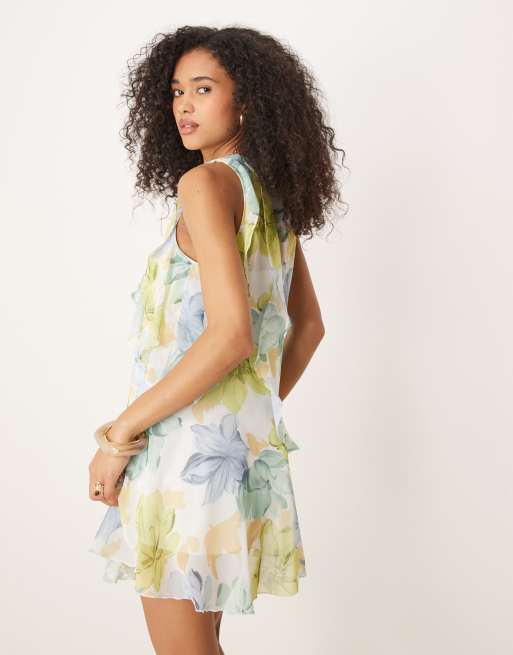 ASOS DESIGN race ruffle shift mini dress in floral print, 4 of 4