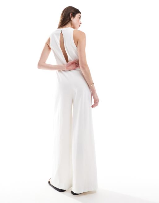 ASOS DESIGN racer brazil print wide leg jumpsuit in cream, 2 of 4