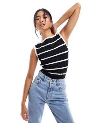 ASOS DESIGN racer front bodysuit with cut out back in stripe - ASOS Price Checker