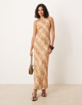 [ASOS DESIGN] ASOS DESIGN racer maxi dress in camel snake print-Neutral 8 Snake print