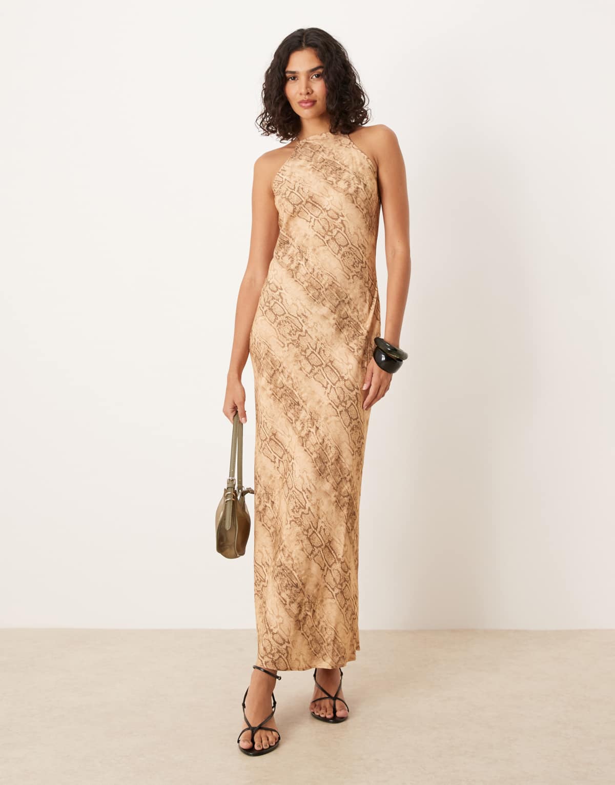 ASOS DESIGN racer maxi dress in snake print