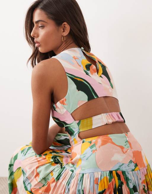 ASOS DESIGN racer maxi sundress with cut-out back in floral print , 3 of 4