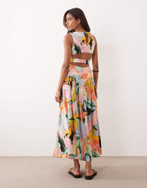 ASOS DESIGN racer maxi sundress with cut-out back in floral print , 4 of 4
