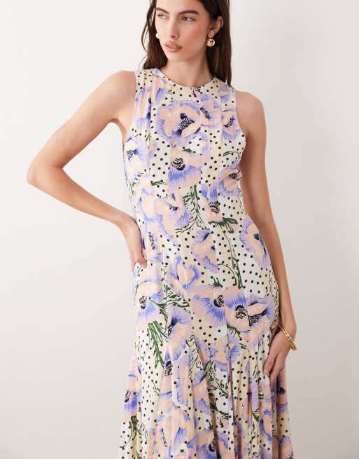 ASOS DESIGN – Racer-Maxikleid mit Blumenmuster und Godets-Design, 2 von 4