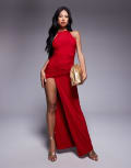 [ASOS DESIGN] ASOS DESIGN racer midi dress with side split detail in red 8 Red