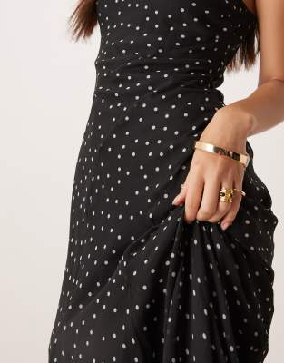 Asos Design Racer Neck Bias Cut Maxi Dress With Godet Hem
