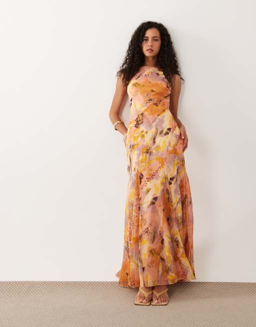 asos maxi dresses Rent Design Satin Dress With Batwing Sleeve And Wrap Waist In Mustard Yellow Made from lightweight polyester Elevate your spring summer wardrobe