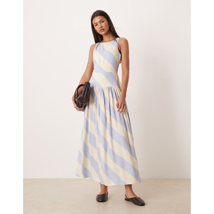 asos blue striped dress ASOS Design - Racer Neck Maxi Sundress - Women - Viscose - 10 US