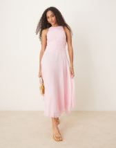 ASOS DESIGN crinkle plunge lace bust tassel maxi dress in chocolate