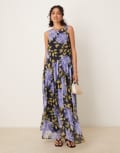 [ASOS DESIGN] ASOS DESIGN racer neck smock maxi dress in blown-up floral print-Multi 8 BLOWN-UP FLORAL