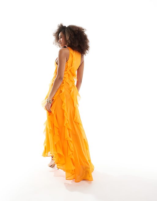 Vibrant High-Slit Orange Two-Piece Set Vibrant High-Slit Orange Two-Piece Set
