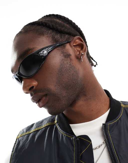 ASOS DESIGN – Racer-Sonnenbrille in Schwarz