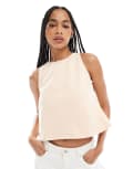 [ASOS DESIGN] ASOS DESIGN racer style denim top in peach-Pink 12 Peach