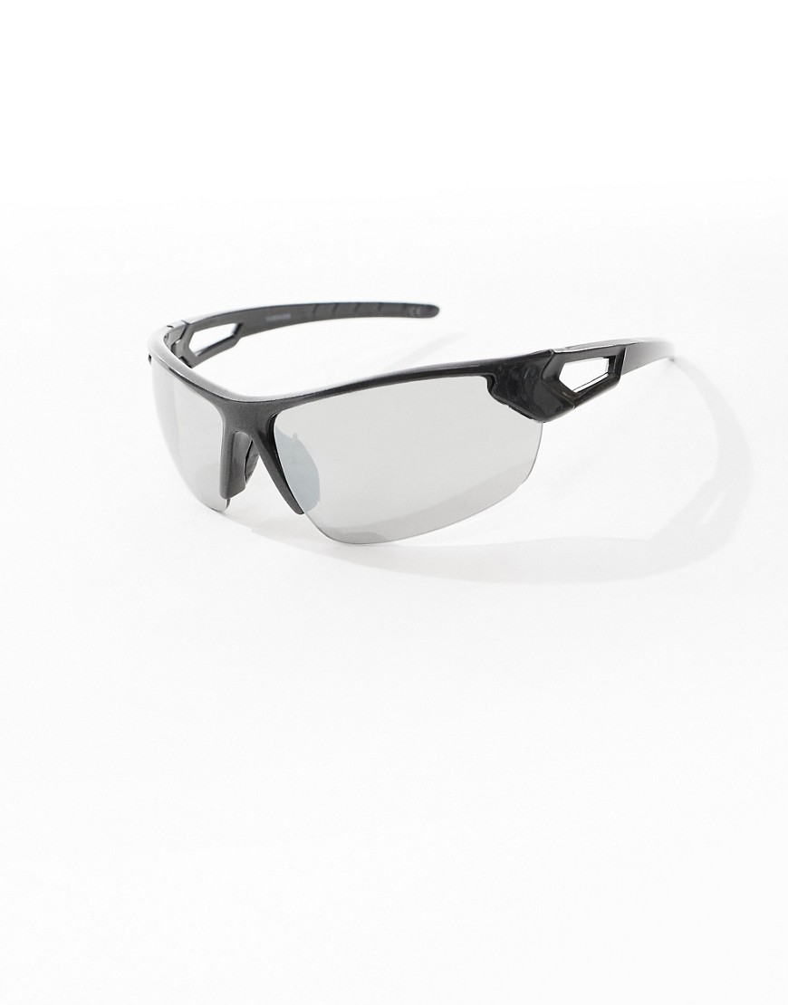 Asos Design Racer Sunglasses In Gray In White