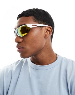 Asos Design Racer Sunglasses In White