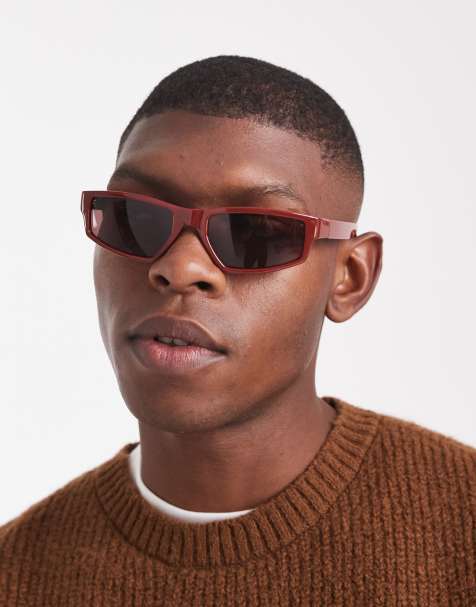 ASOS DESIGN racer sunglasses with burgundy lens and burgundy frame - view 1