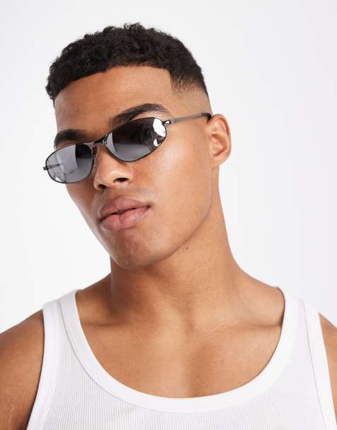 ASOS DESIGN racer sunglasses with silver mirrored lens and metal frame - view 1
