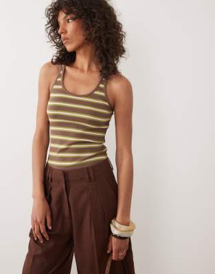 Asos Design Racer Vest Top In Multi
