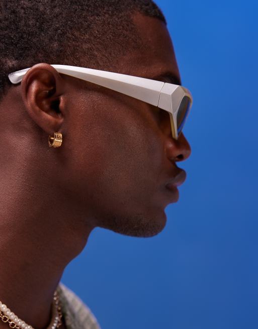 ASOS DESIGN - Racer-zonnebril in zilver met gele glazen, 4 van 5