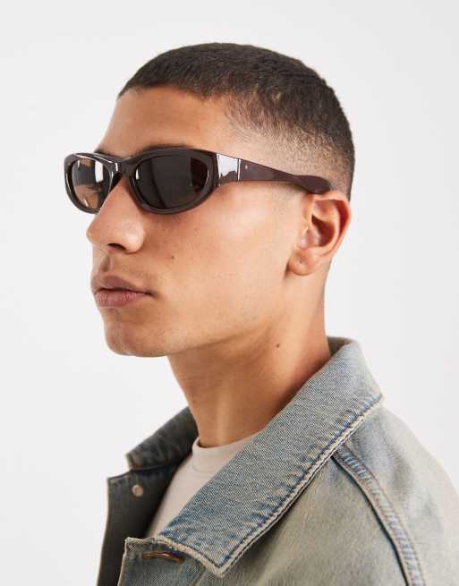 ASOS DESIGN - Racer-zonnebril met bruine glazen en bruin montuur, 3 van 3