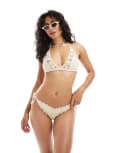 [ASOS DESIGN] ASOS DESIGN Rachael crochet tie-side bikini bottom in beige-Neutral S Beige